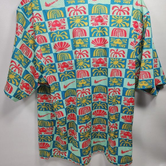 Nike Mesh Hawaiian Resort Camp Shirt Men's Sz M DV0041-446 Dri-Fit Button Up NWT - Picture 4 of 12